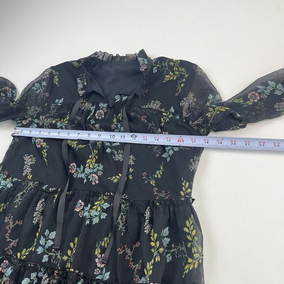 Dark Ditzy Floral Babydoll Mini Dress sz S Whimsigoth Fairy Grunge - Picture 7 of 11